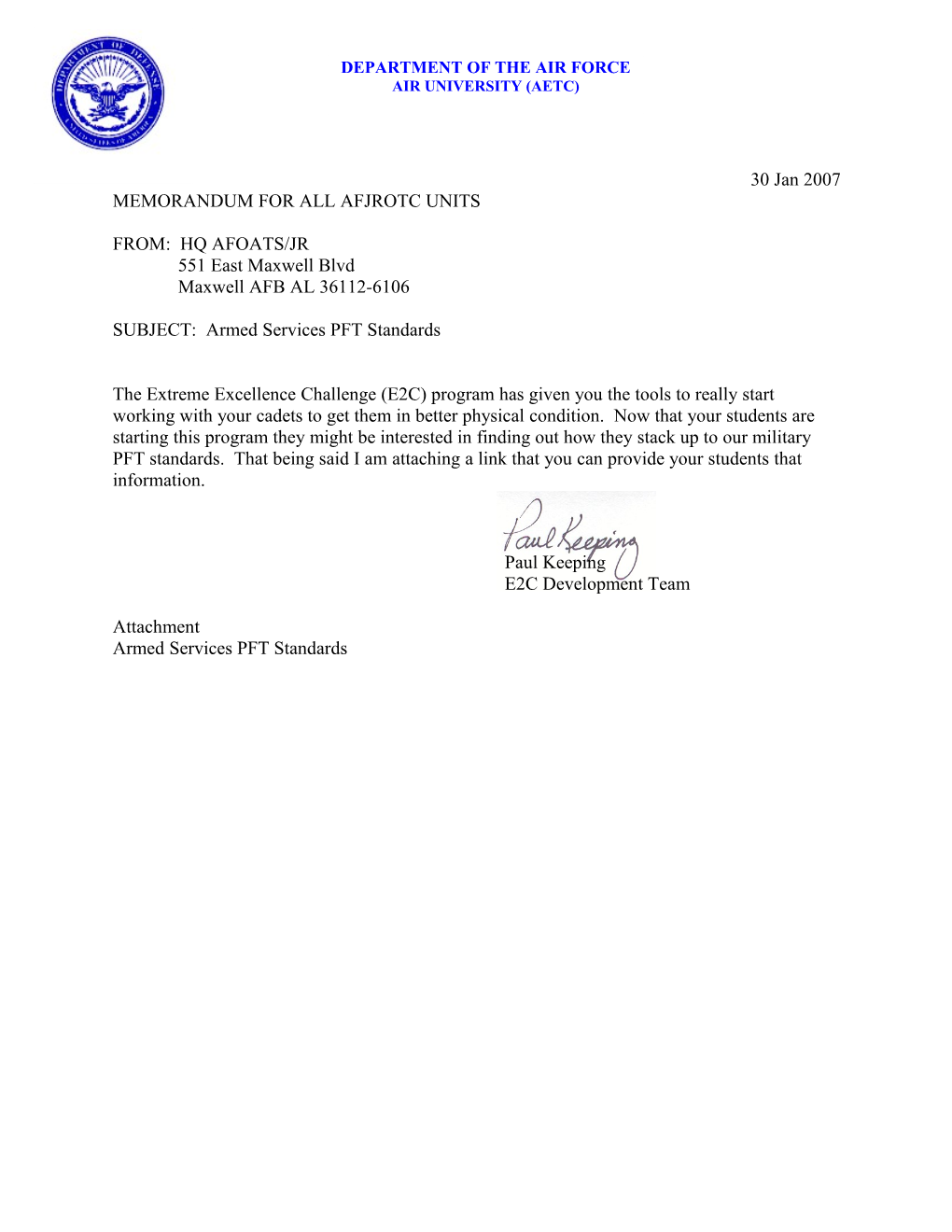 Memorandum for All Afjrotc Units