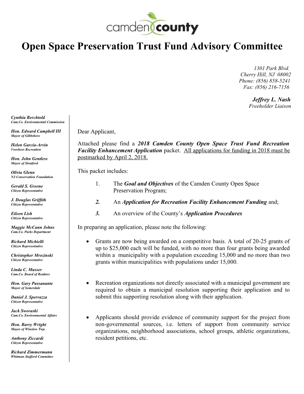 Camden County Open Space Preservation Trust Fund Advisory Committee