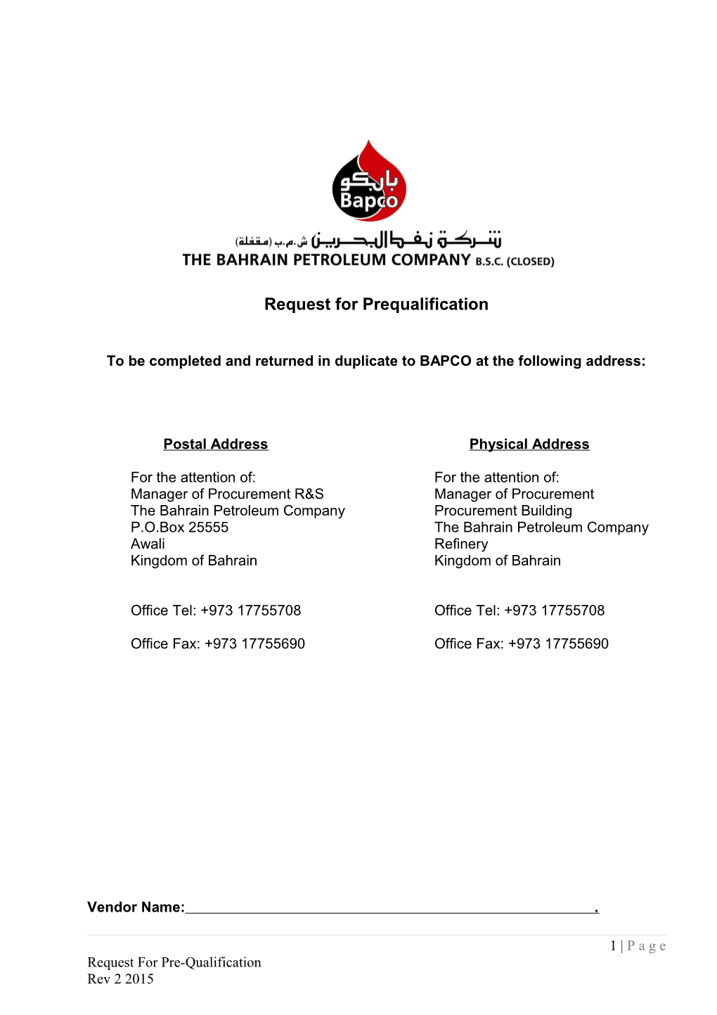 Procedure 4.1 - Prequalification of Suppliers/Contractors (01)