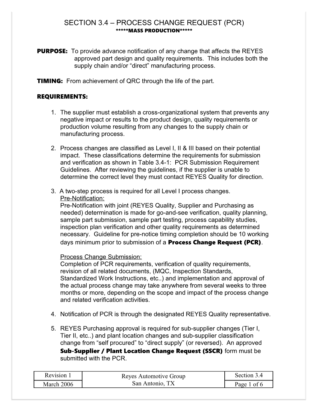 Section 3.4 Process Change Request (Pcr)