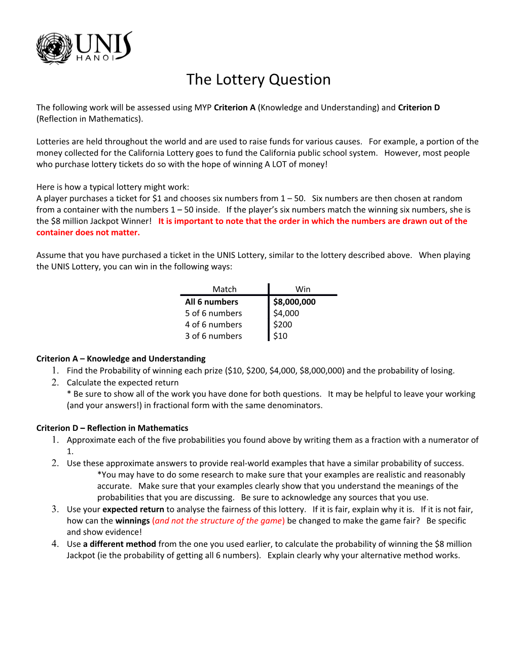 The Lottery Question