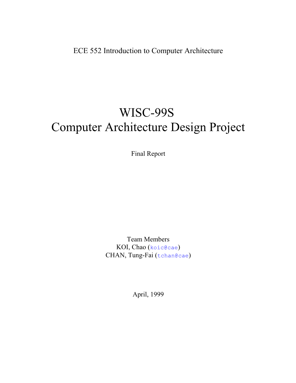 Computer Architecture Project Report