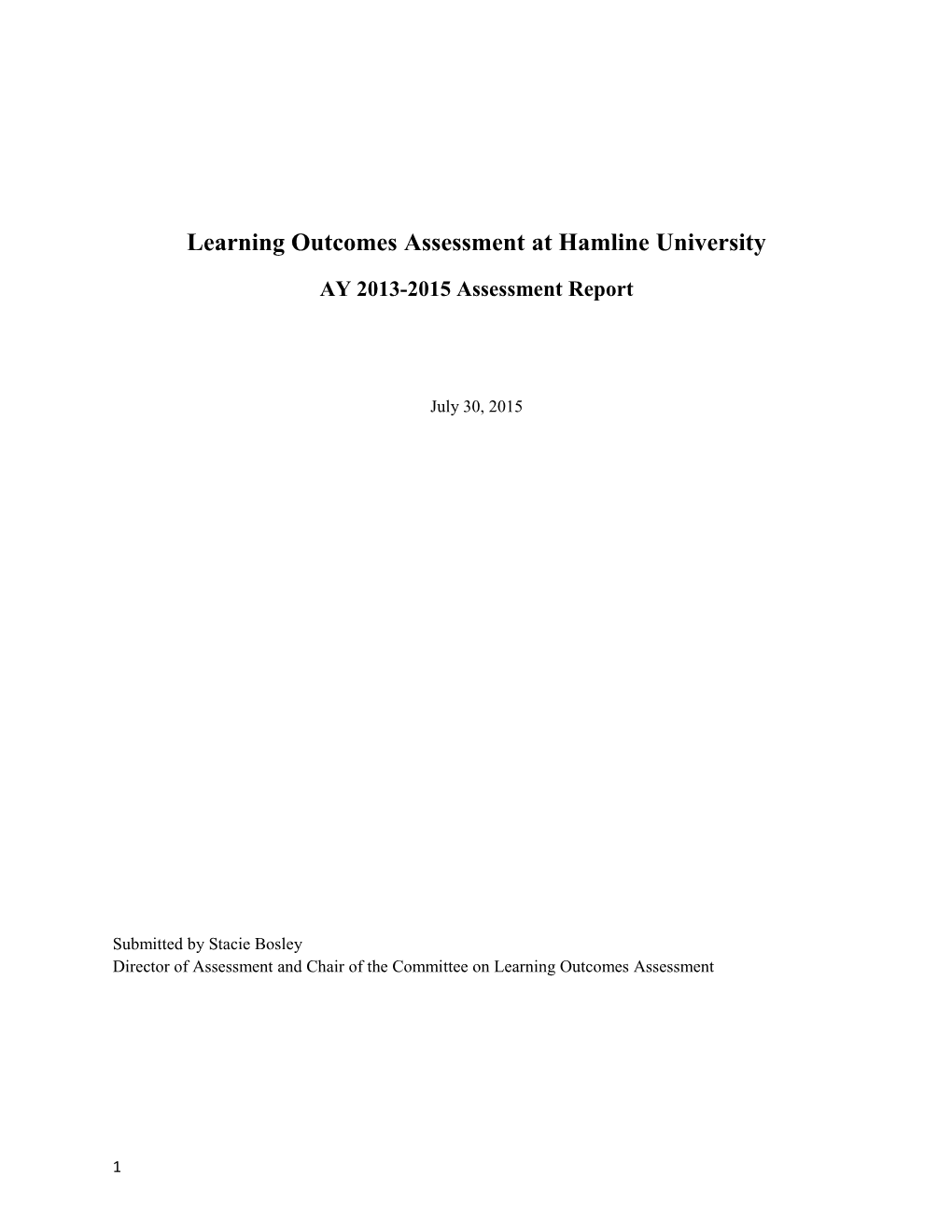 Learning Outcomes Assessment at Hamline University