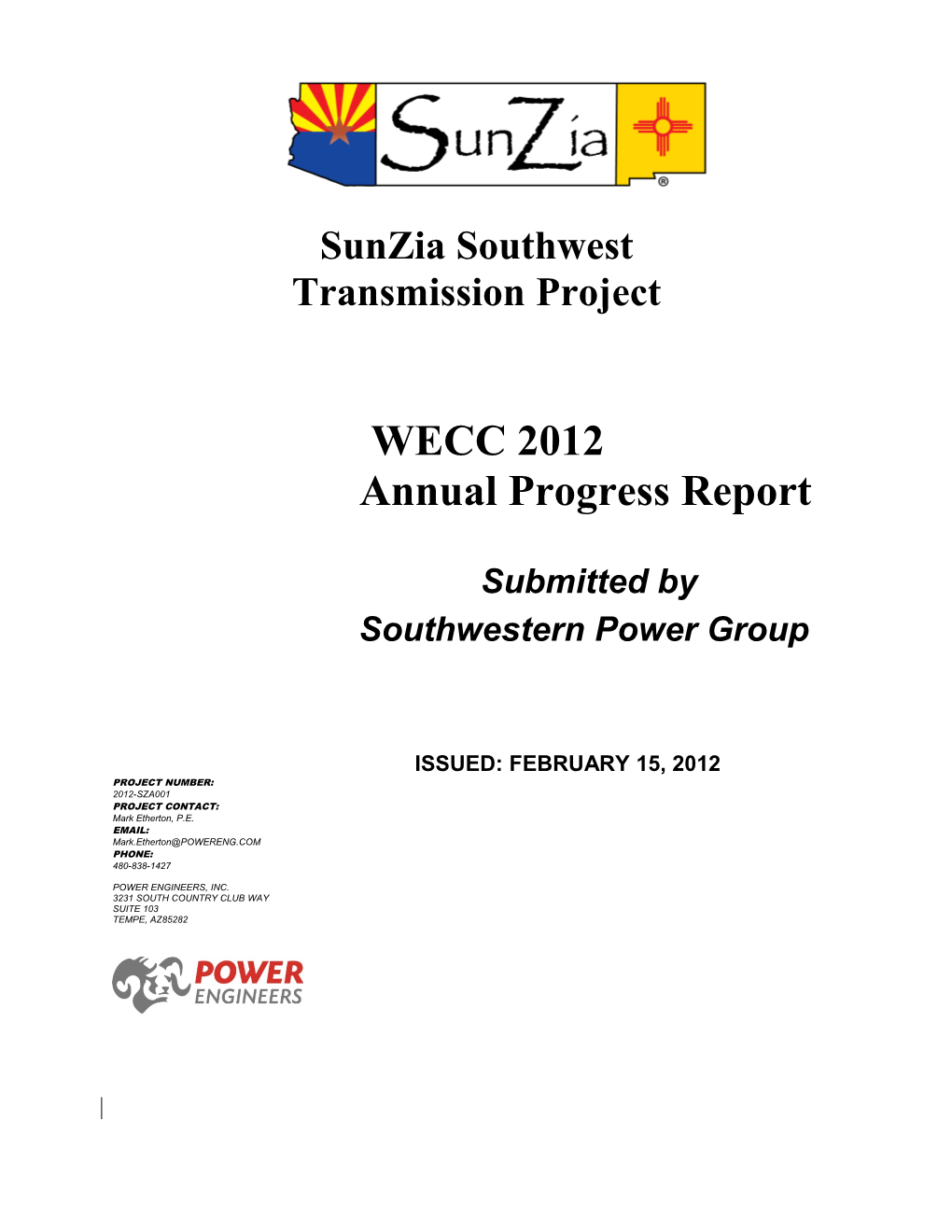 2012 Sunzia/SWTP Annual Progress Report