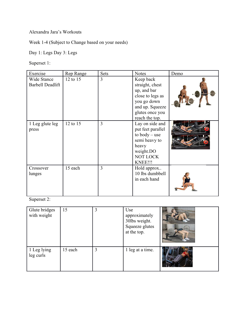 Week 1-4 (Subject to Change Based on Your Needs)