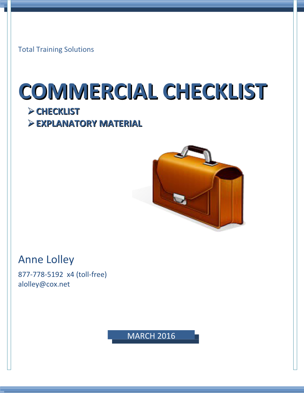 Commercial Checklist