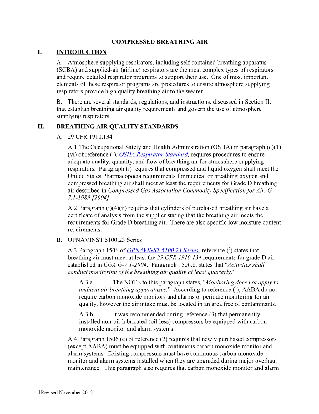 Compressed Breathing Air