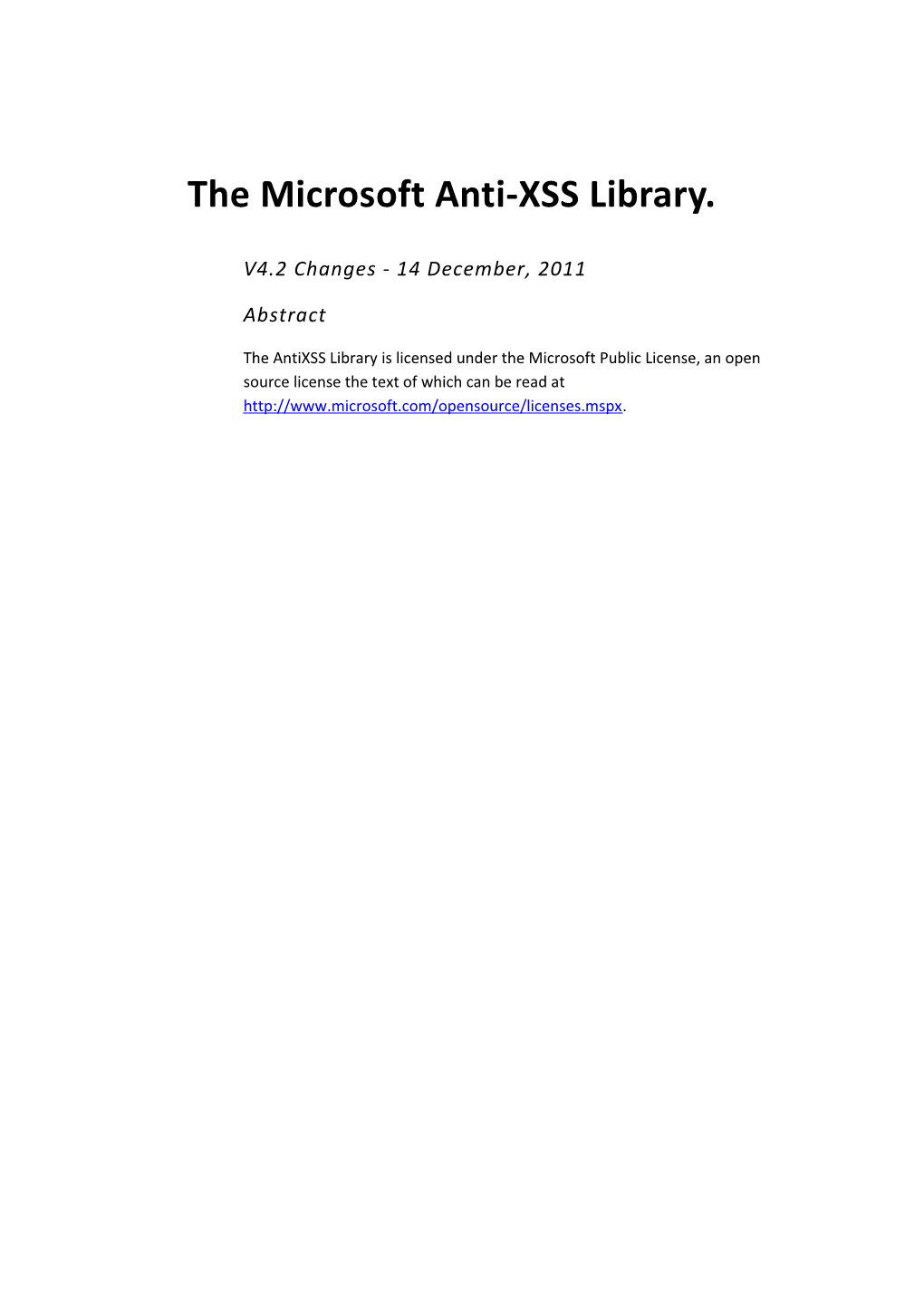 The Microsoft Anti-XSS Library