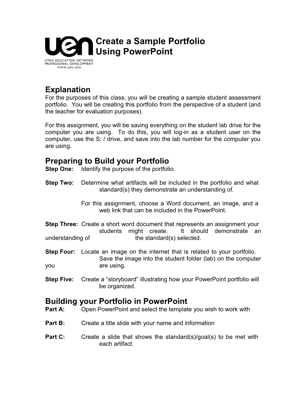 Create a Sample Portfolio Using Powerpoint