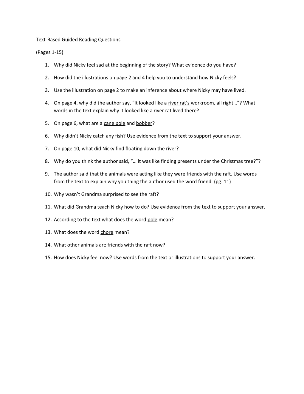 Text-Based Guided Reading Questions