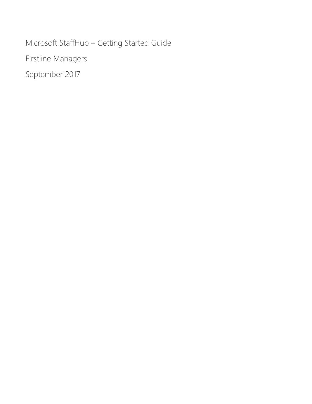 Microsoft Staffhub Firstline Manager Getting Started Guide