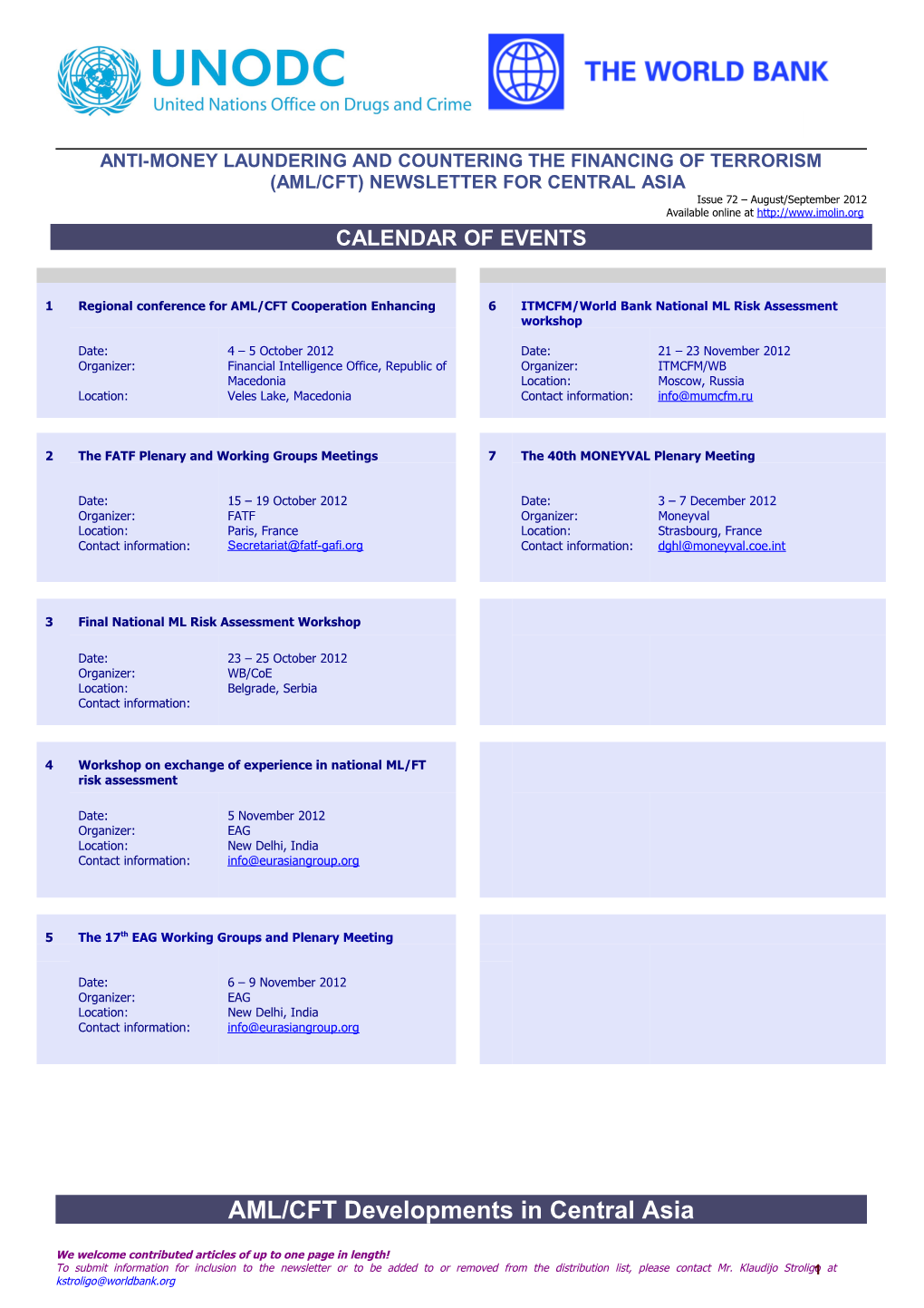 AML/CFT Developments in Central Asia