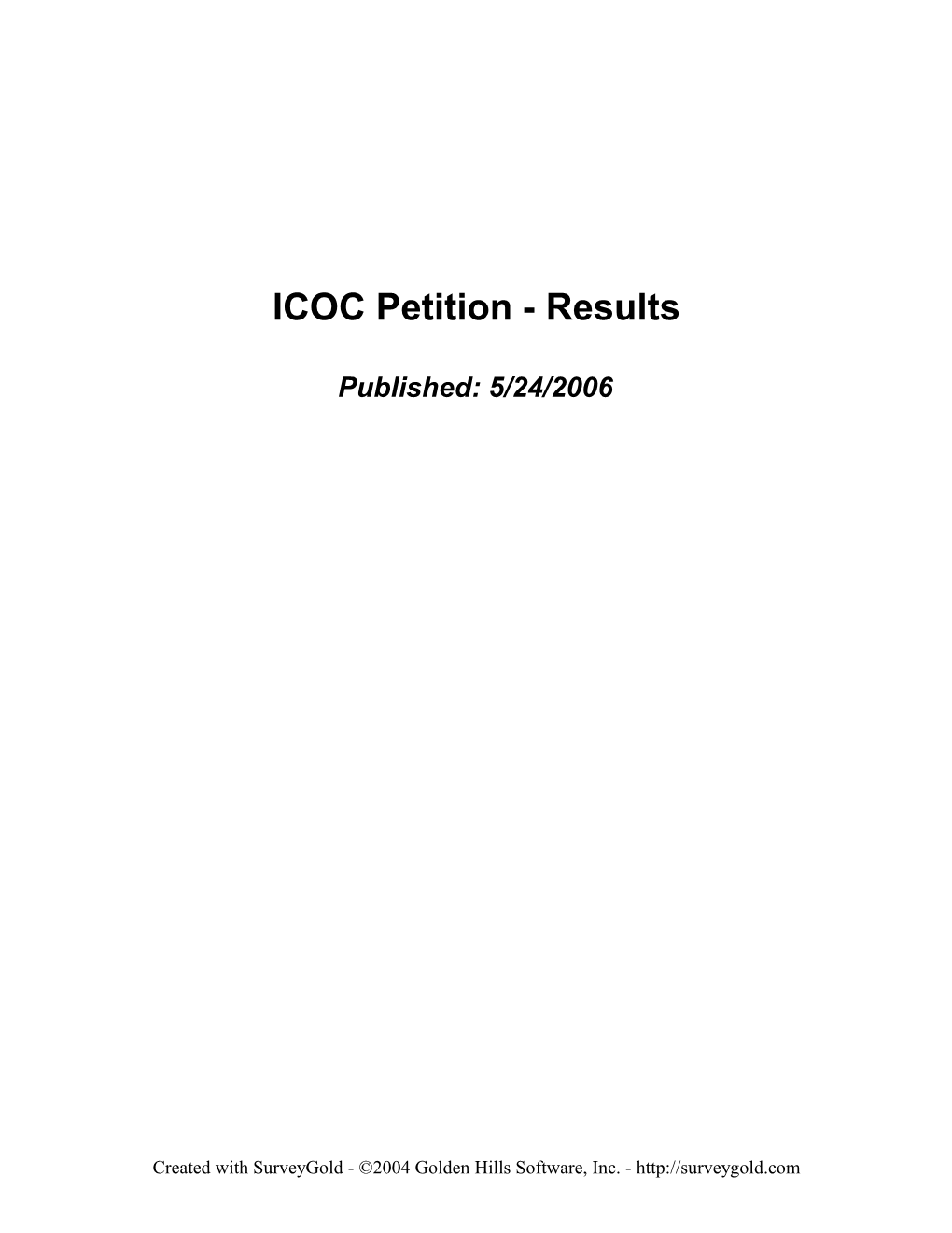 ICOC Petition - Results