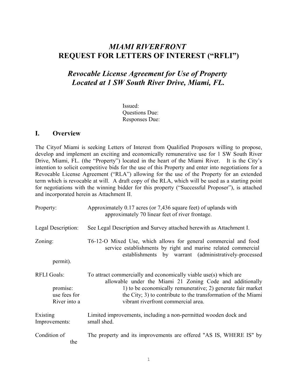 Request for Letters of Interest ( Rfli )