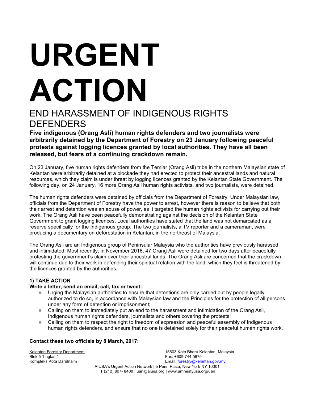 END HARASSMENT of Indigenousrights DEFENDERS