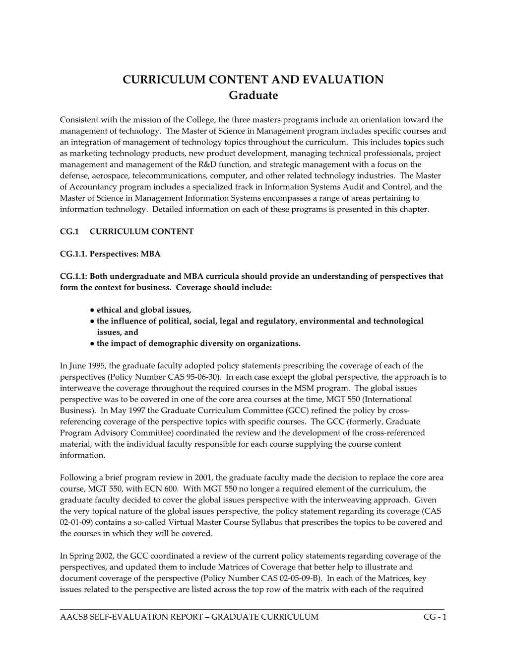 Curriculum Content and Evaluation