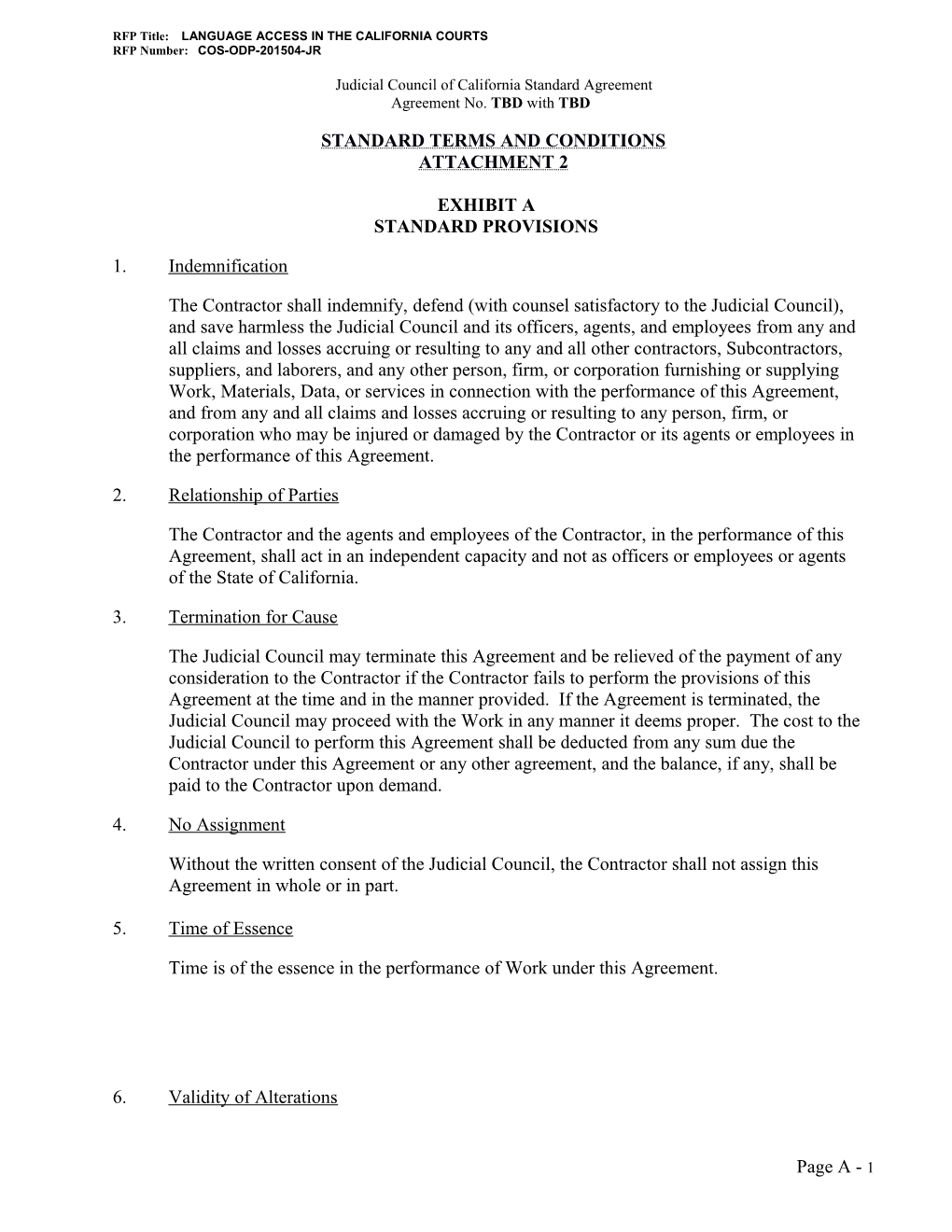 RFP Title: Language Access in the California Courts