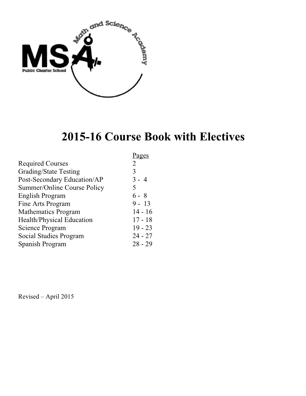 2015-16 Course Book with Electives