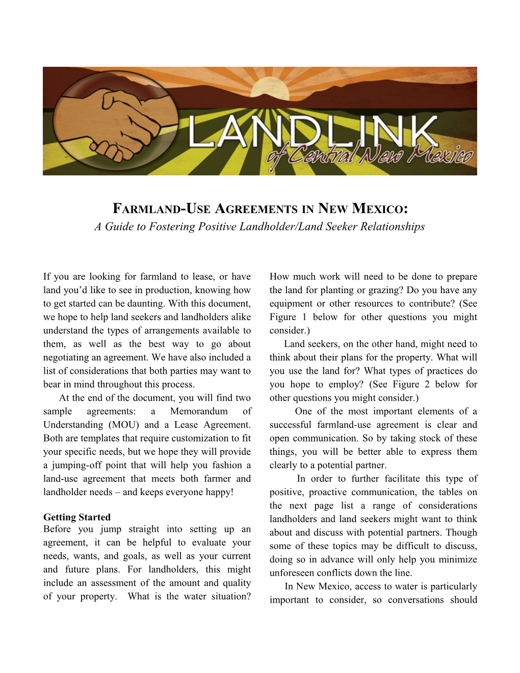 Farmland-Use Agreements in New Mexico