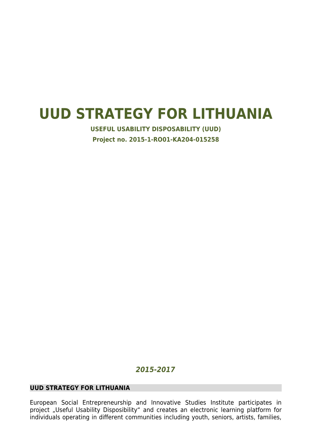 Uud Strategy for Lithuania