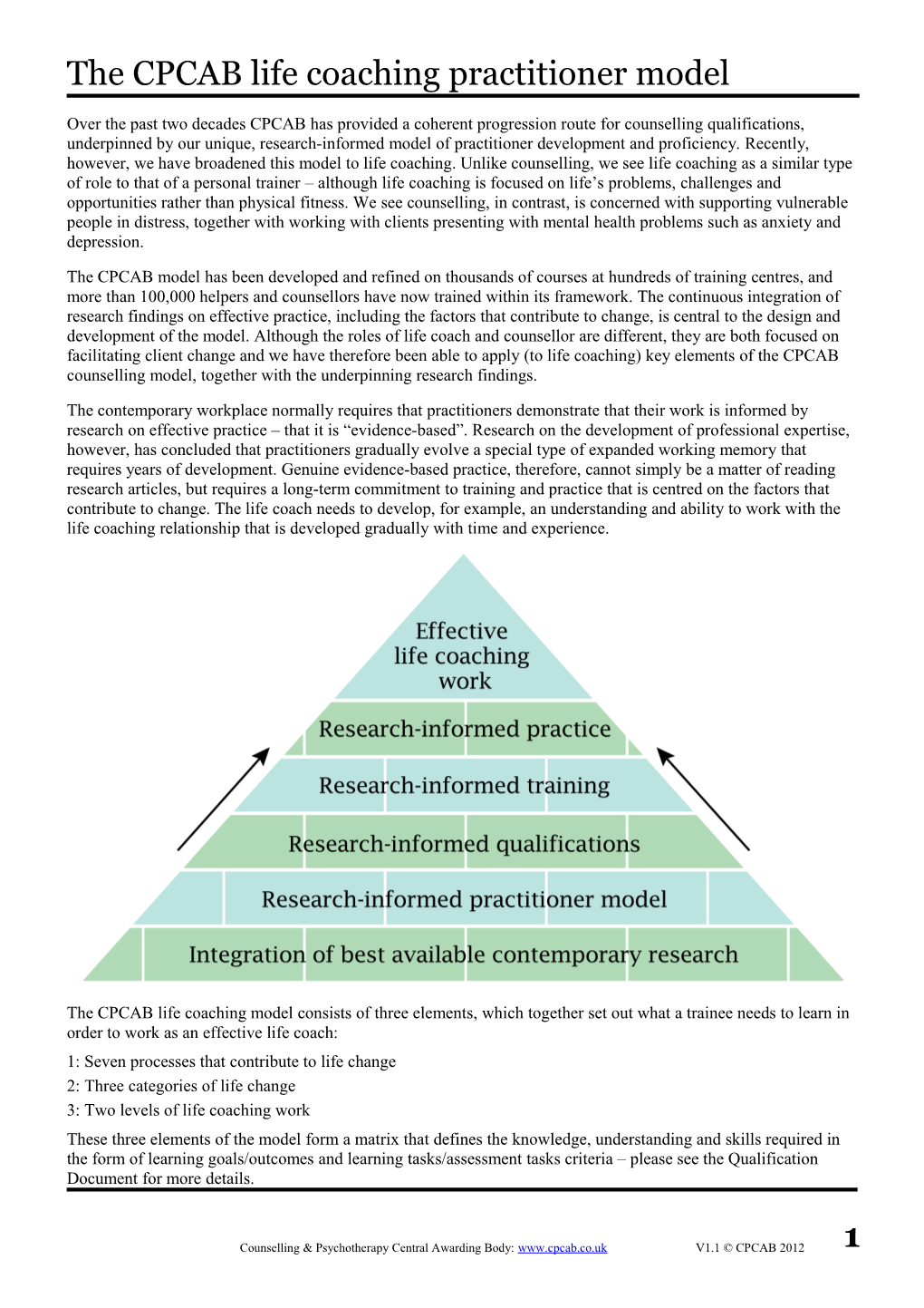 CPCAB Life Coaching Model (Pilot)