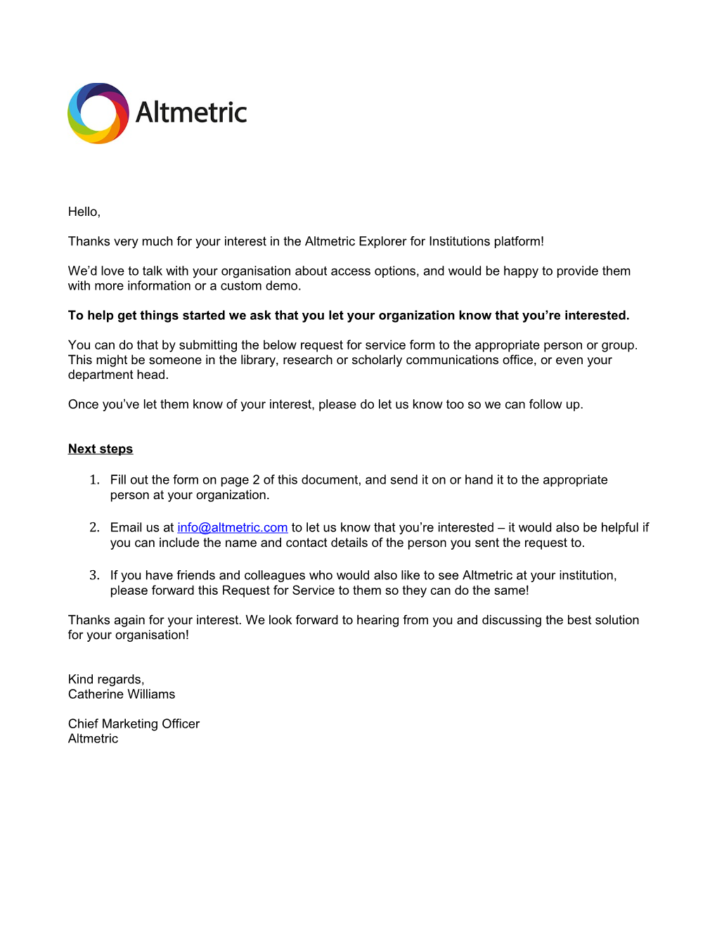 Thanks Very Much for Your Interest in the Altmetric Explorer for Institutions Platform!