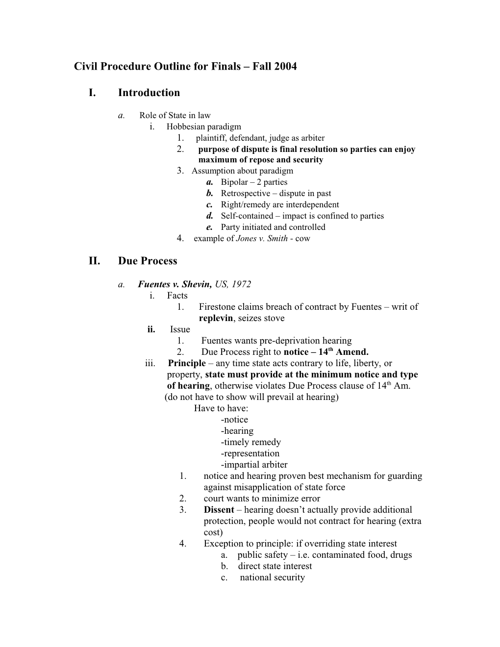 Civil Procedure Outline for Finals