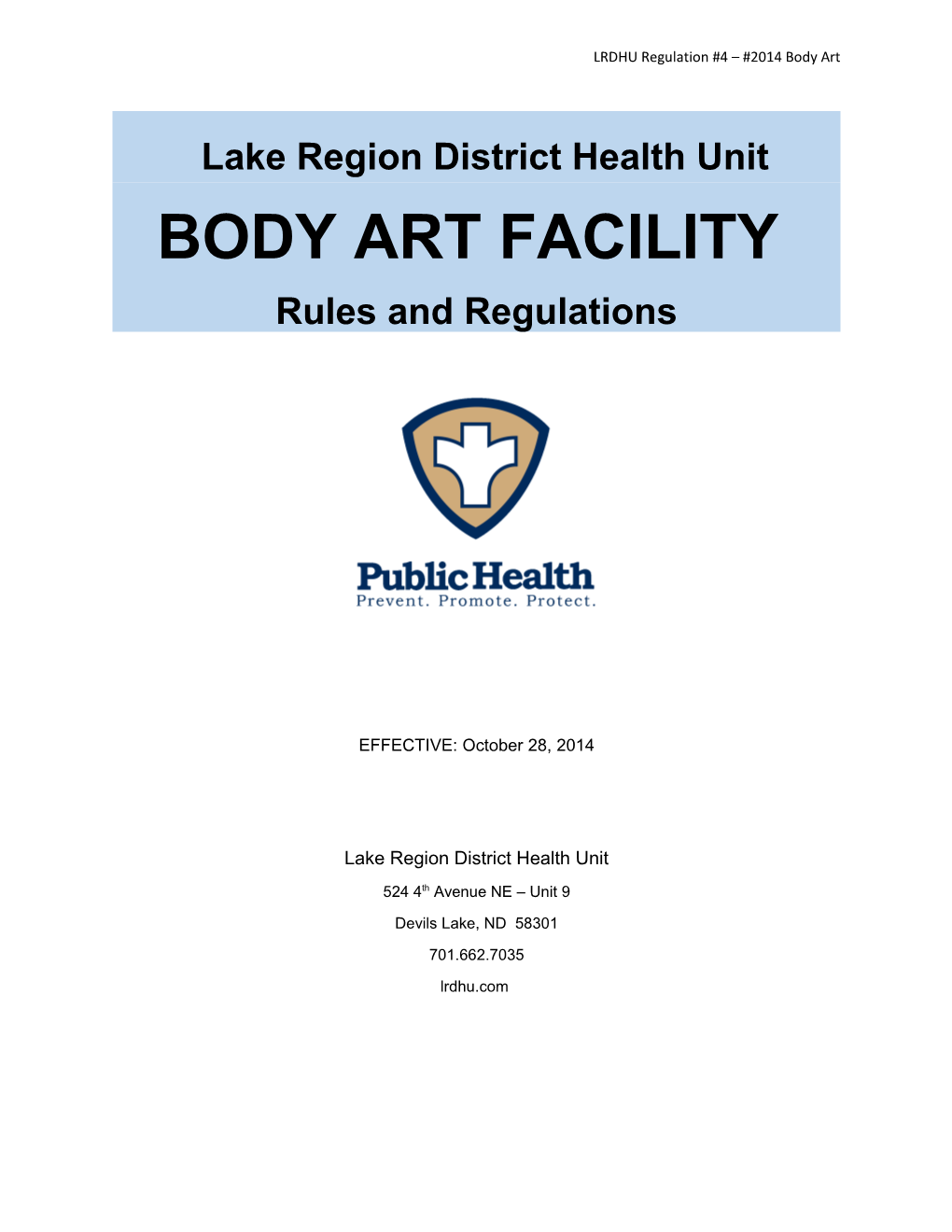 LRDHU Regulation #4 #2014 Body Art