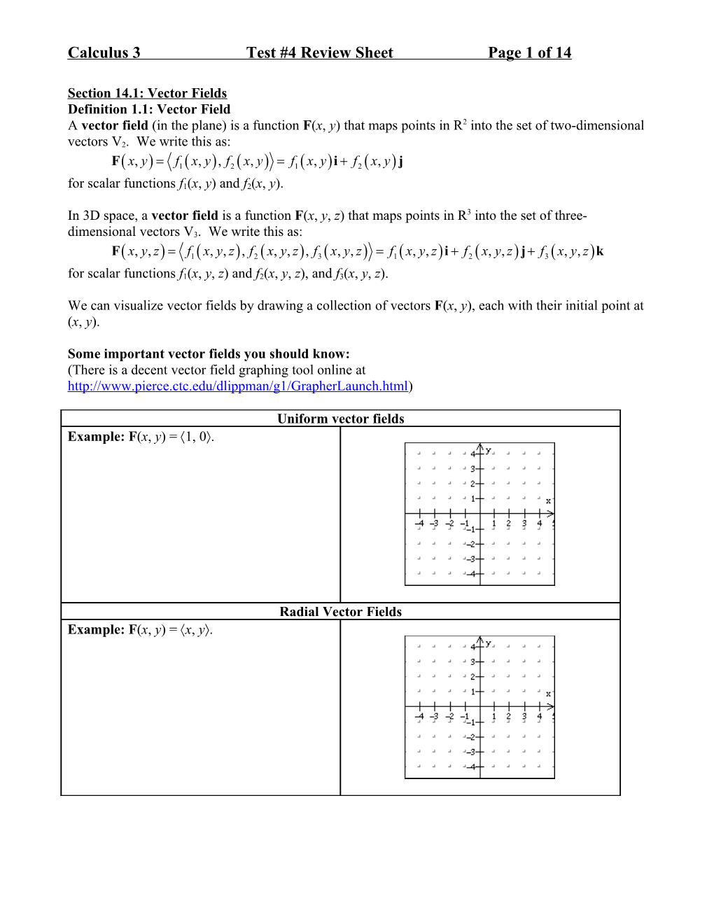 Calculus 3 Test #4 Review, Spring 2009