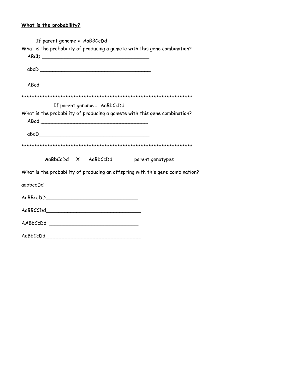 Aabbccdd X Aabbccdd Parent Genotypes