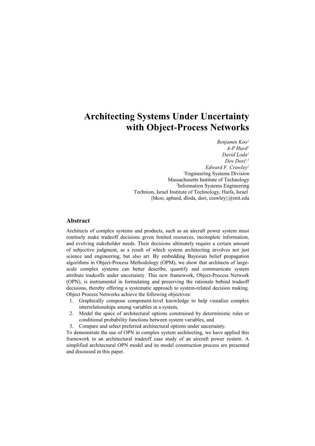 Architecting Systems Under Uncertainty with Object-Process Networks