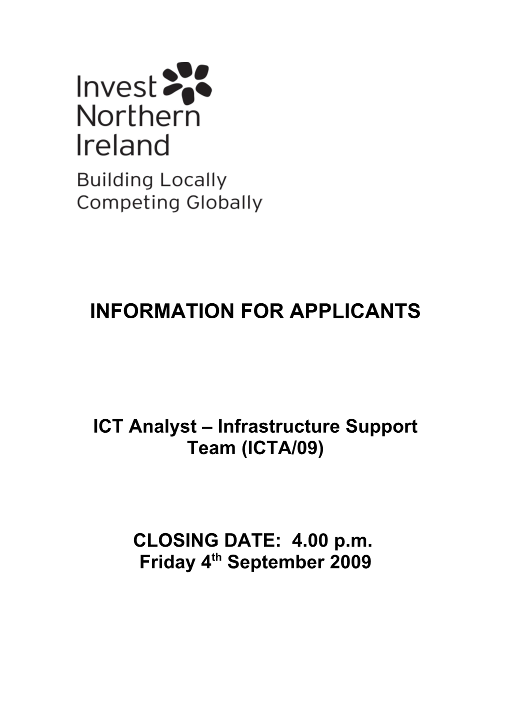 ICT Analyst Infrastructure Support Team (ICTA/09)