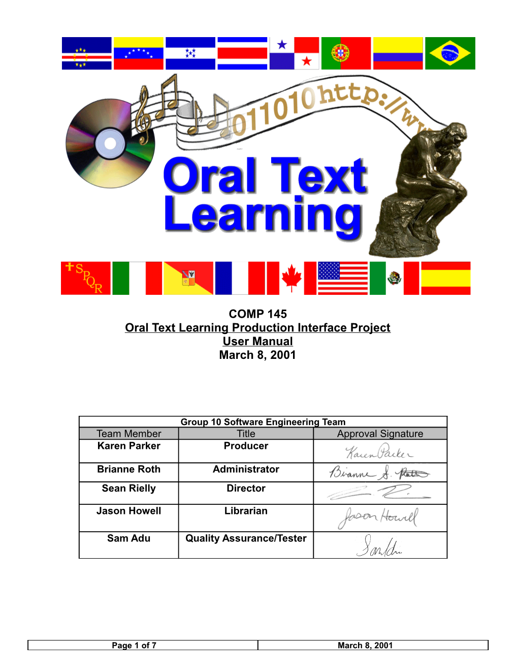 Oral Text Learning Production Interface Project