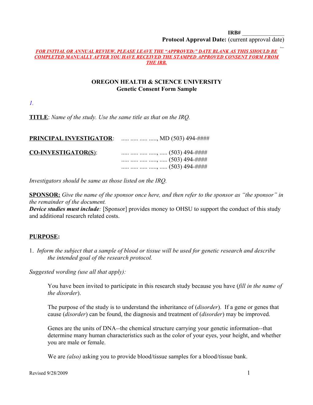 Protocol Approval Date: (Current Approval Date)