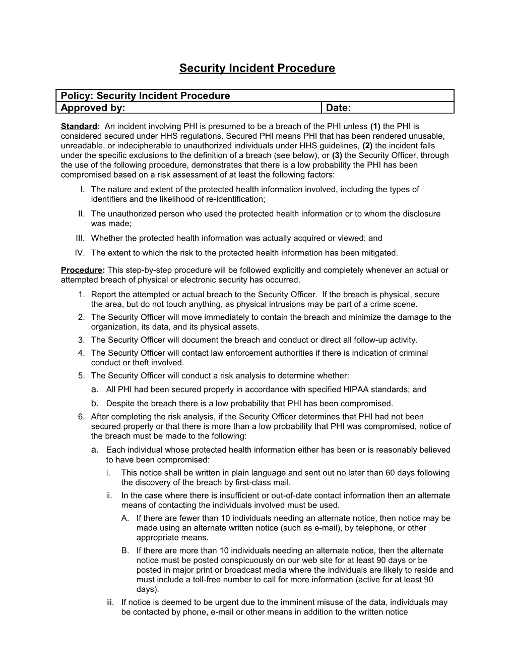 Security Incident Procedure