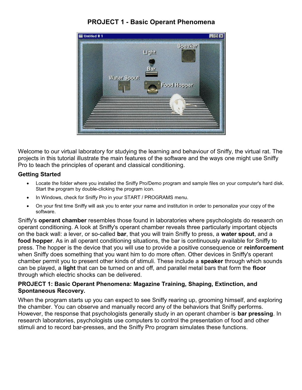 PROJECT 1 - Basic Operant Phenomena