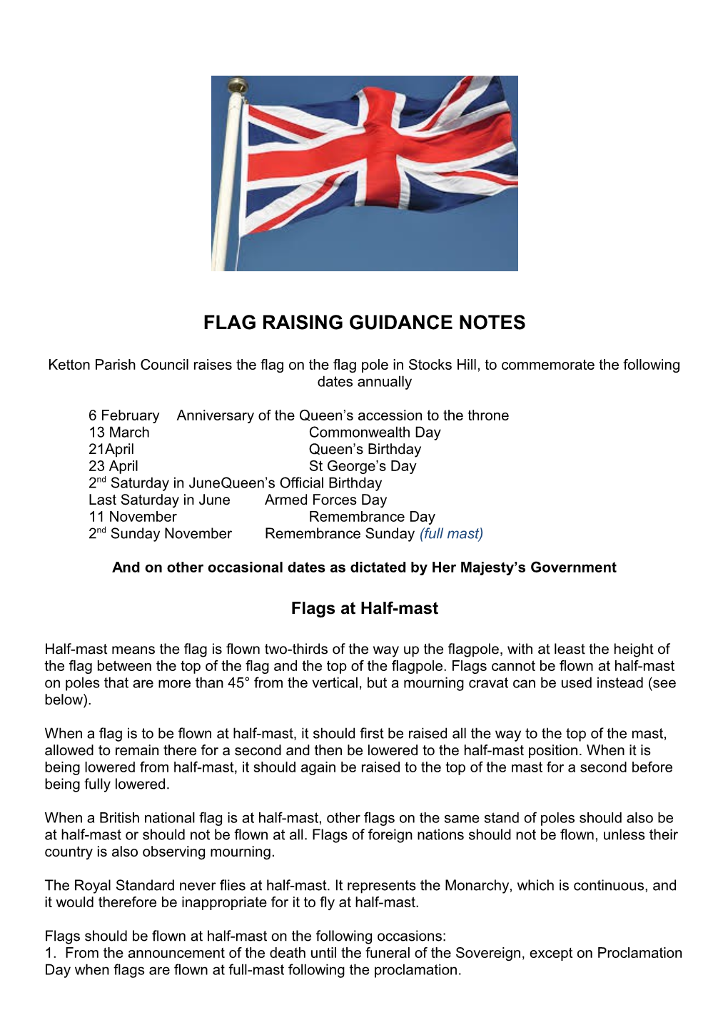 Flag Raising Guidance Notes