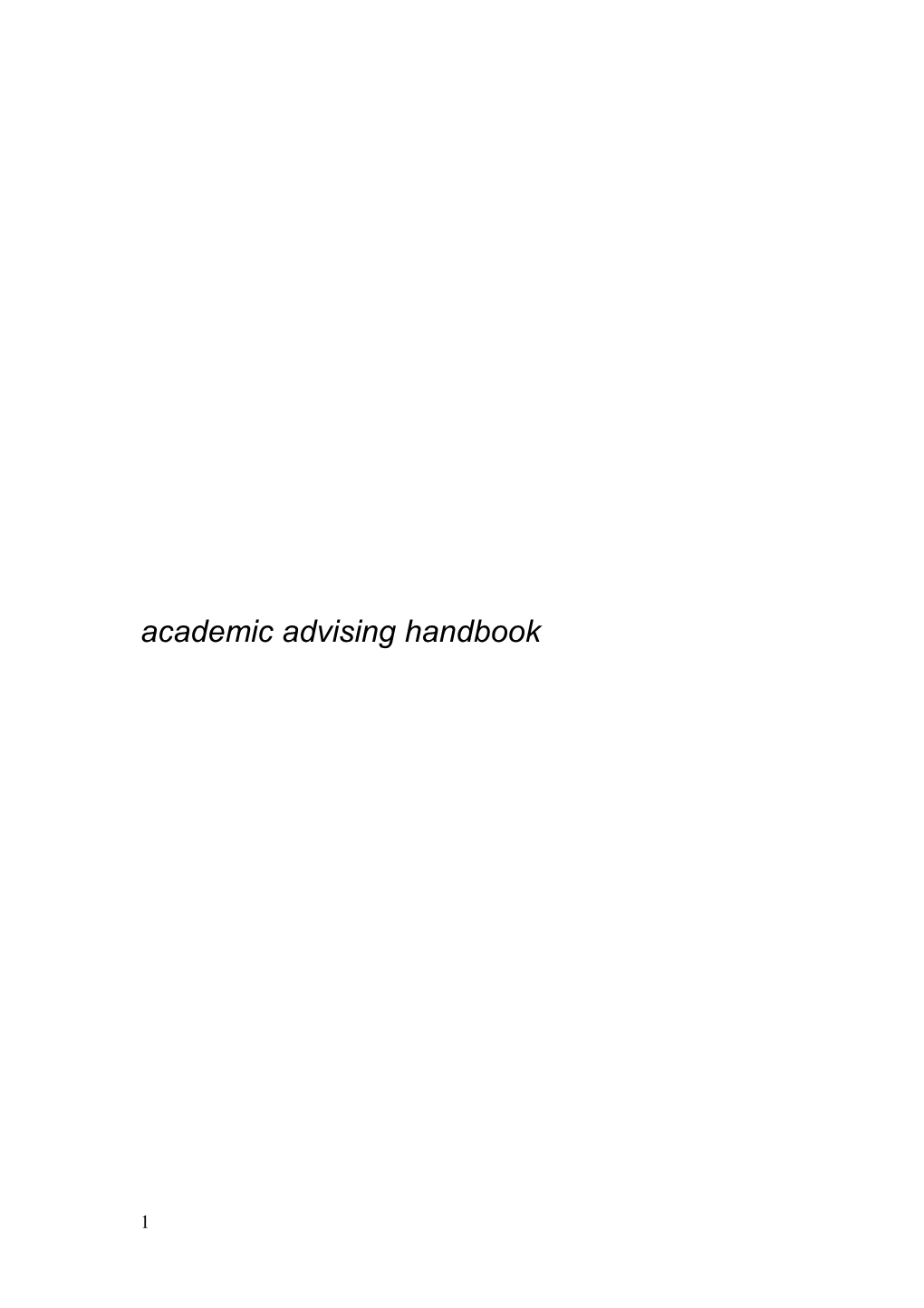 Academic Advising Handbook