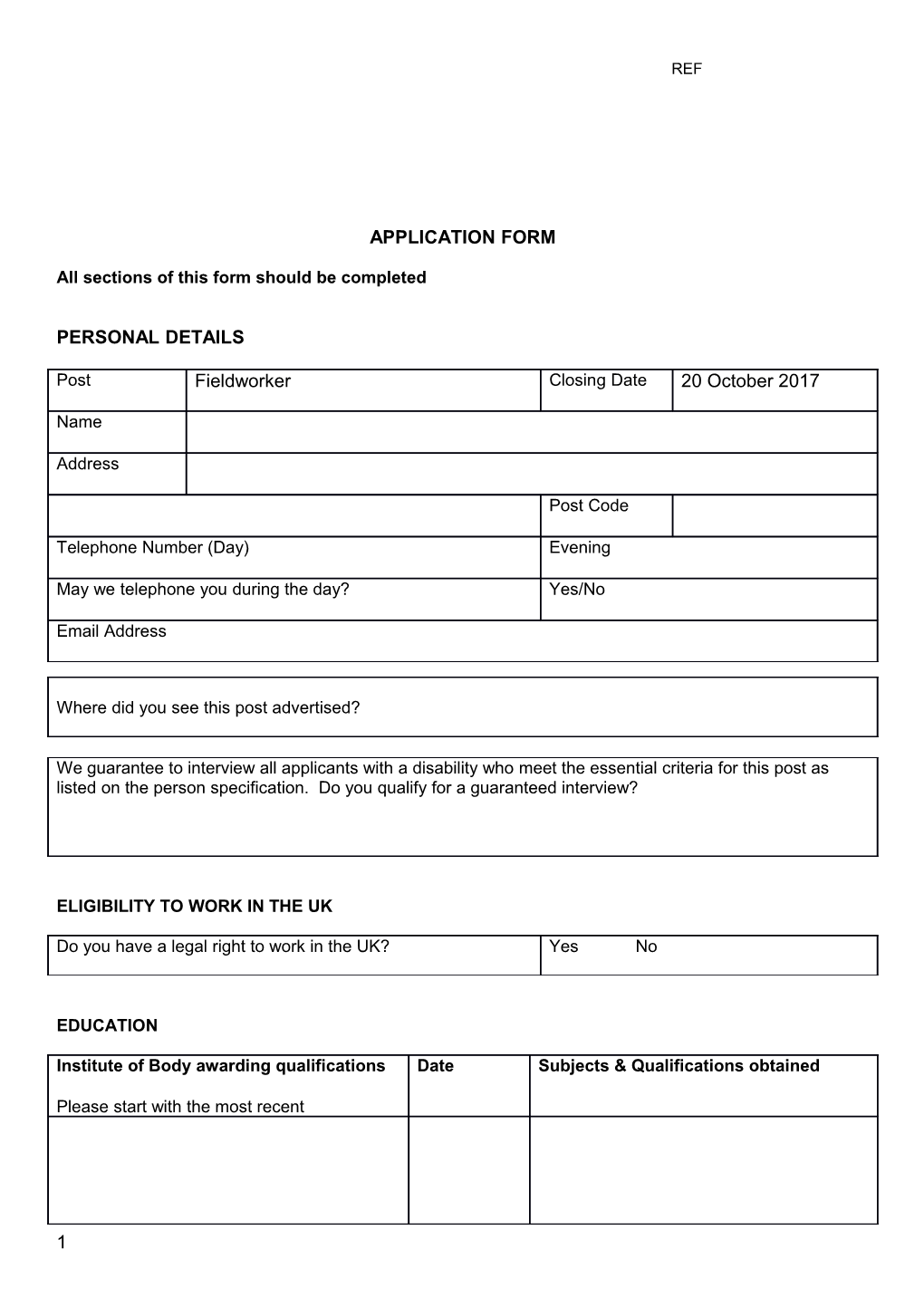 All Sections of This Form Should Be Completed