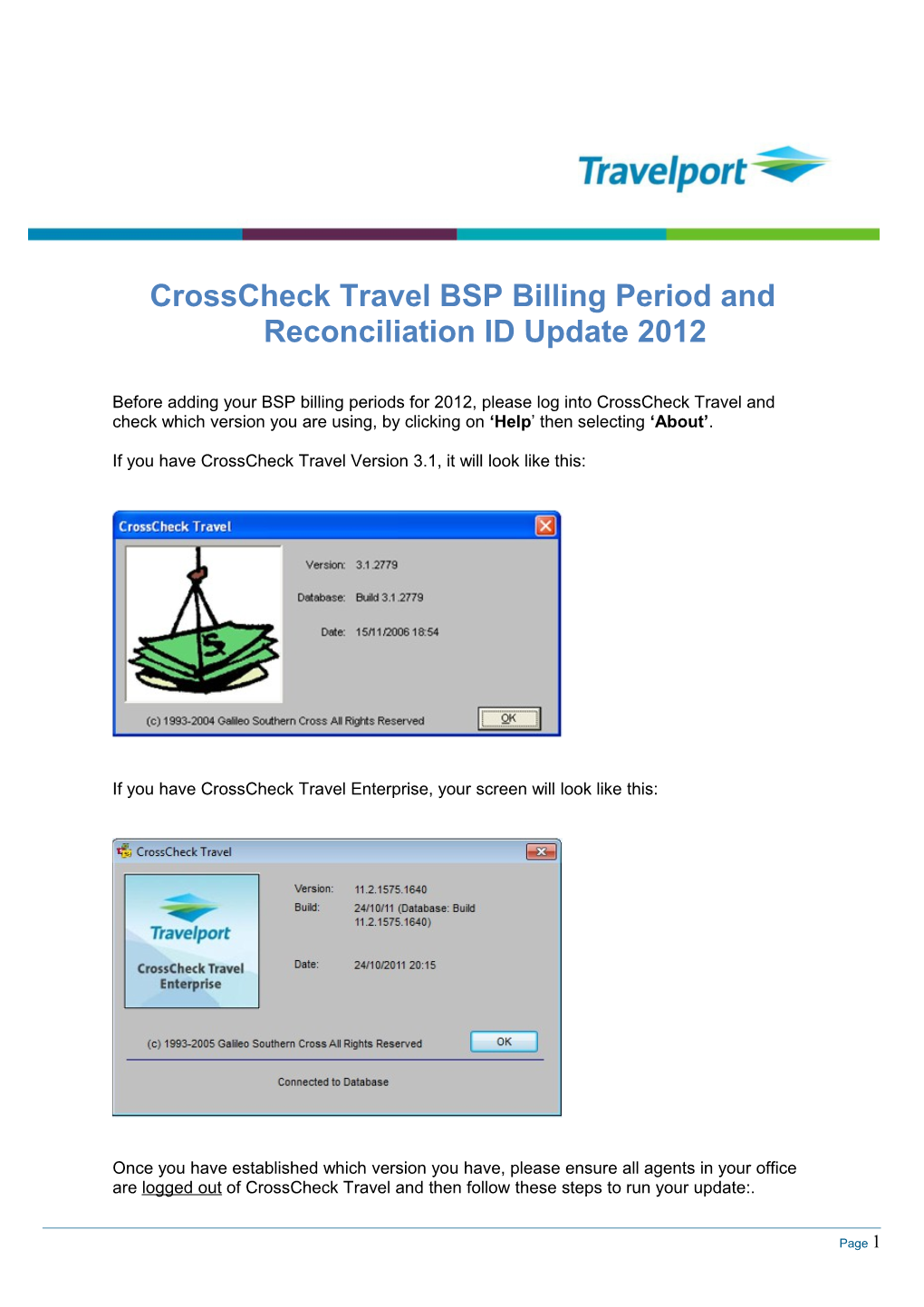 Crosscheck Travel BSP Billing Period and Reconciliation Idupdate 2012