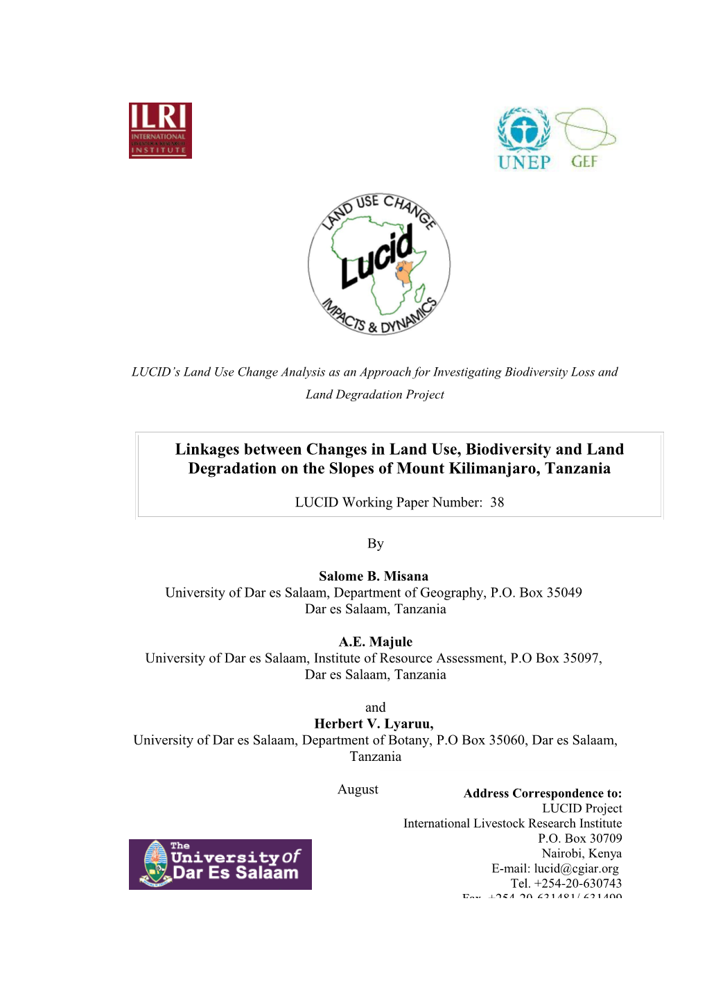 Linkages Between Changes in Land Use, Biodiversity and Land Degradation in the Slopes Of