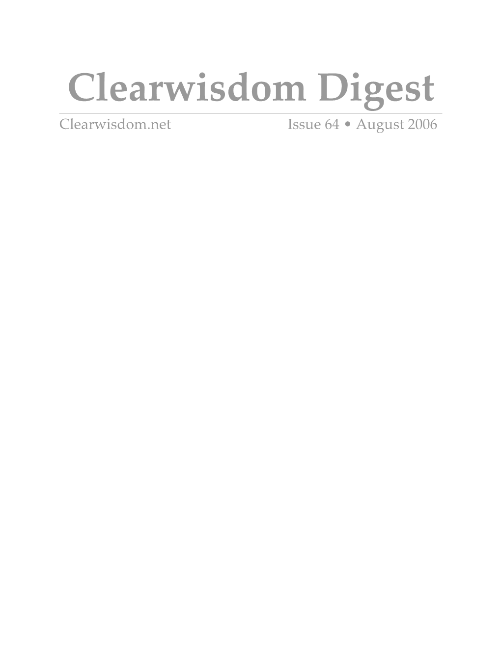 Clearwisdom Digest