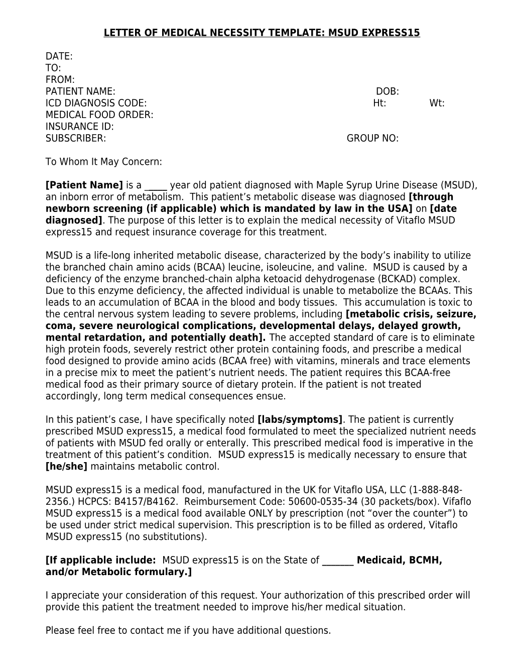 Letter of Medical Necessitytemplate: Msudexpress15