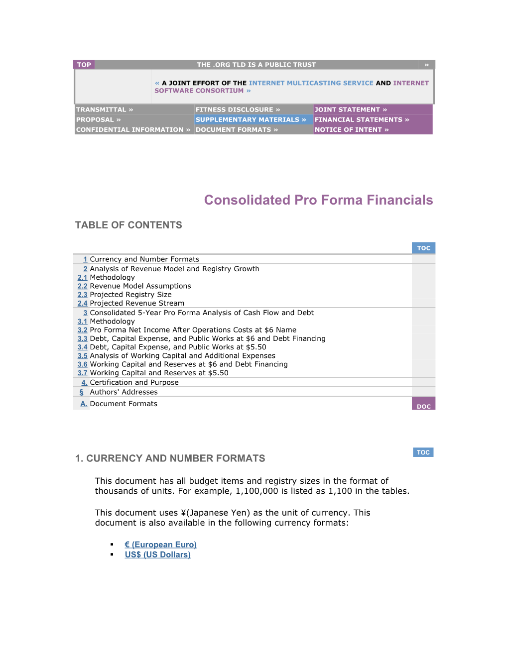 IMS/ISC: Consolidated Pro Forma Financials (Yen)