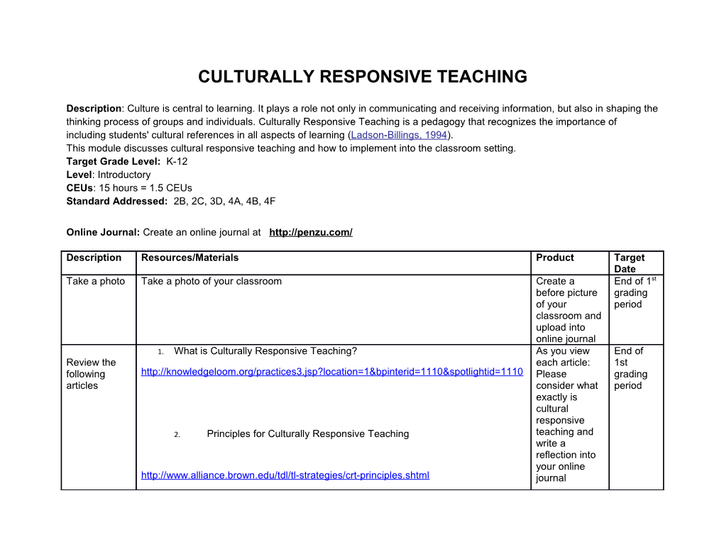 Culturally Responsive Teaching