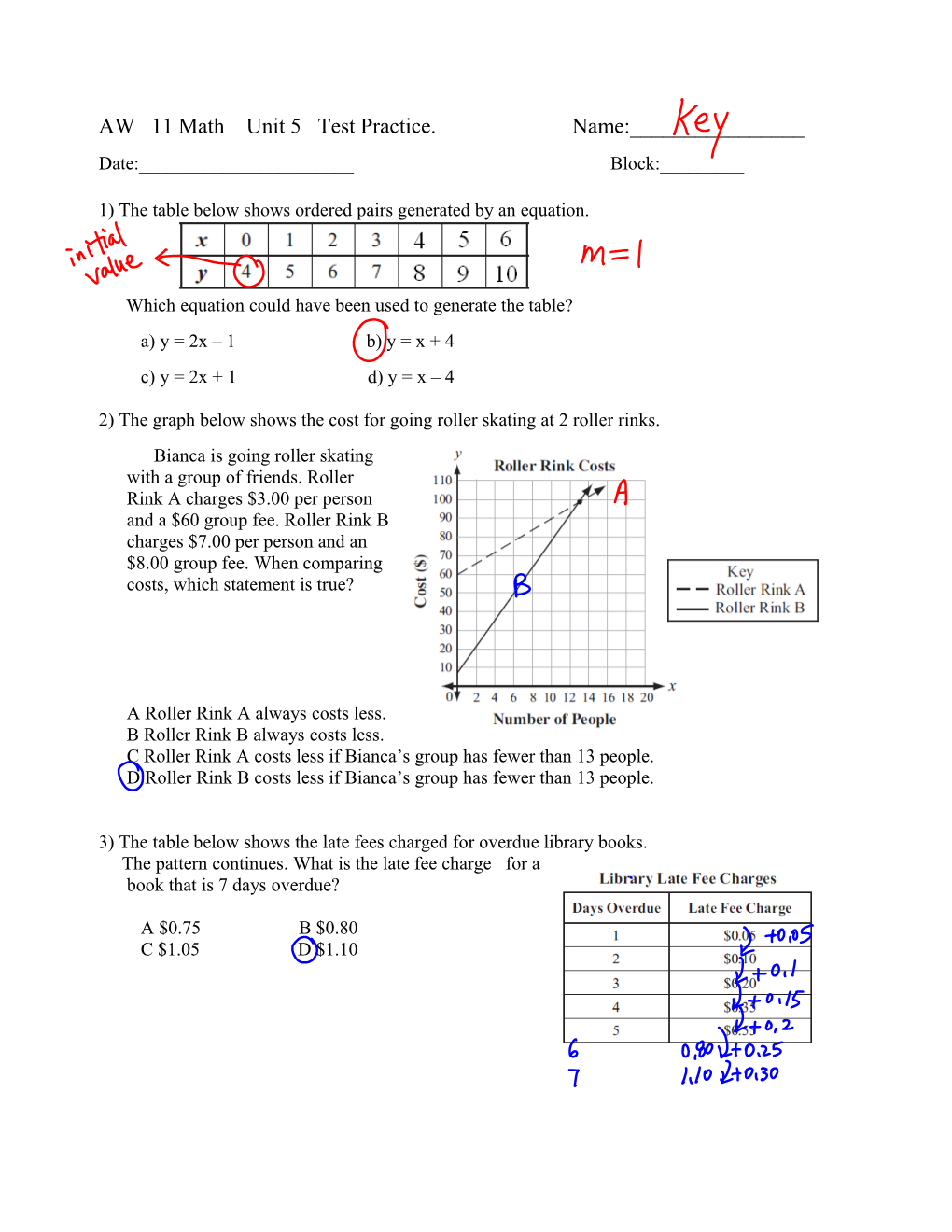 Math 11 E Chapter 5 Test Practice