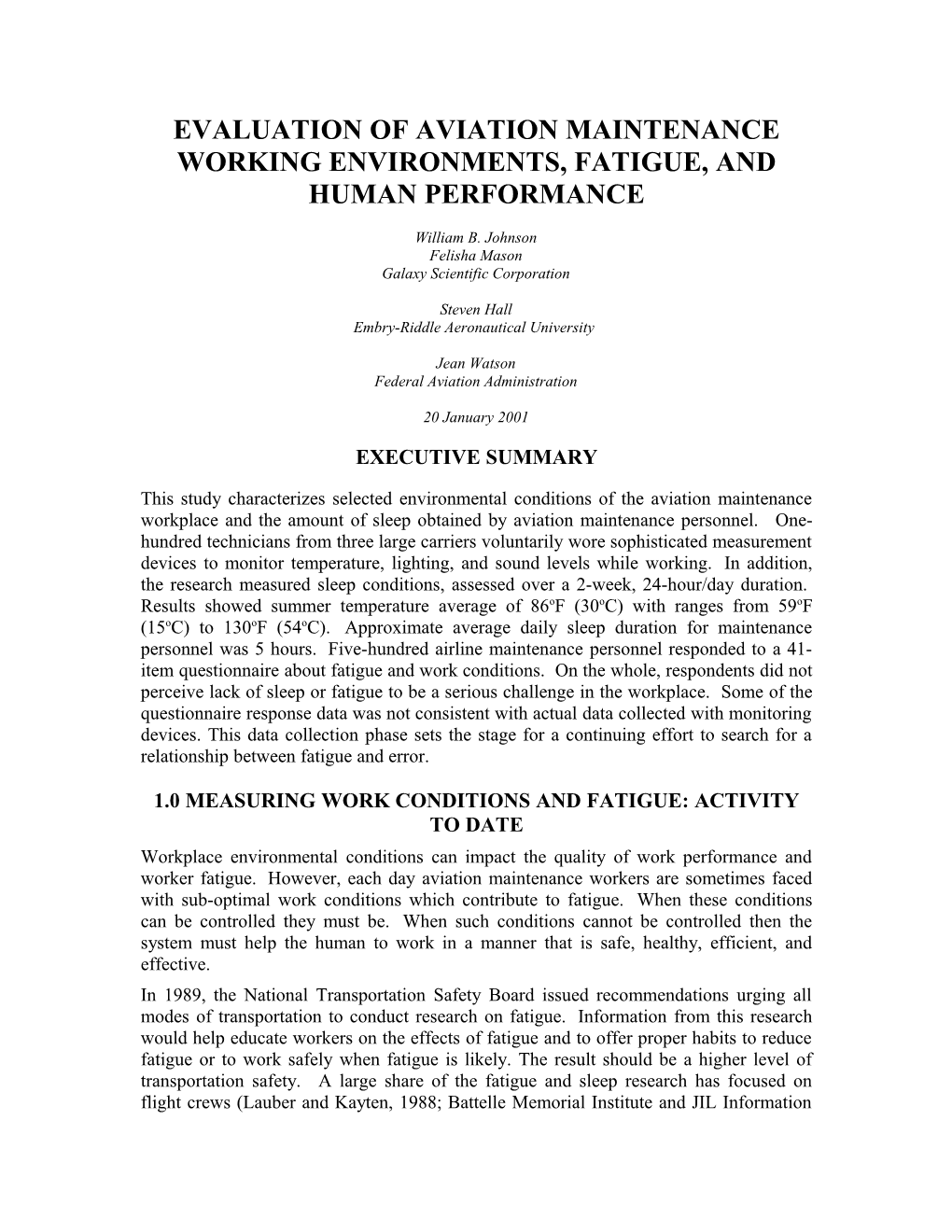 Evaluation of Aviation Maintenance