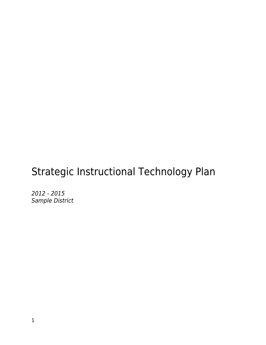 Strategic Instructional Technology Plan