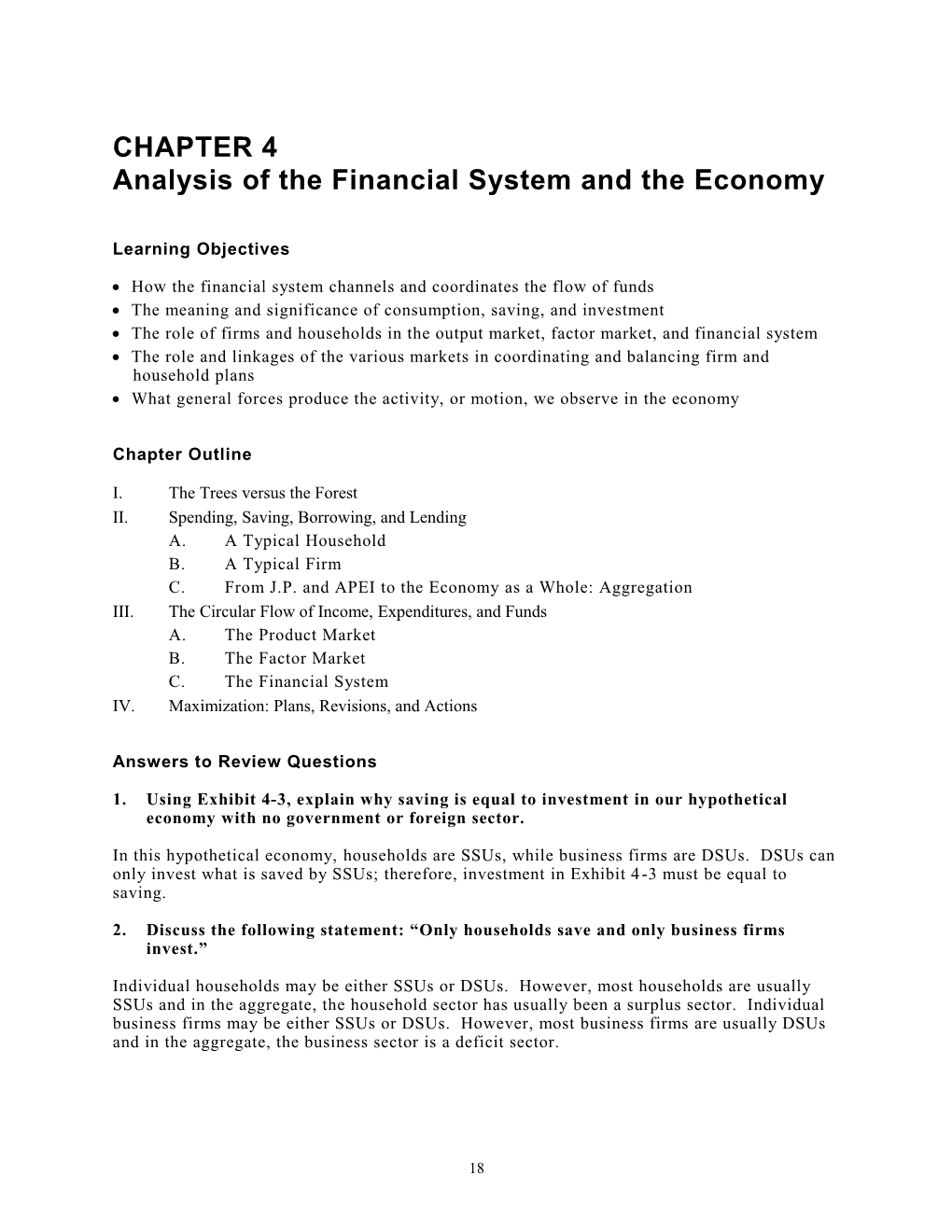 Analysis of the Financial System and the Economy