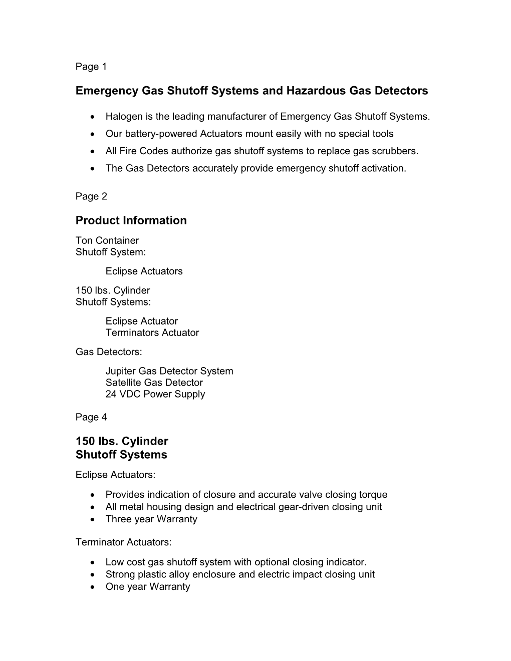 Emergency Gas Shutoff Systems and Hazardous Gas Detectors